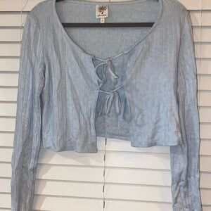 Light Blue Lace-Up Women's Top